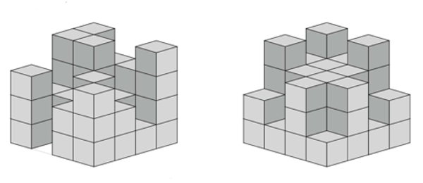 80_44 Geometrie Würfel Bauplan 4x4x4